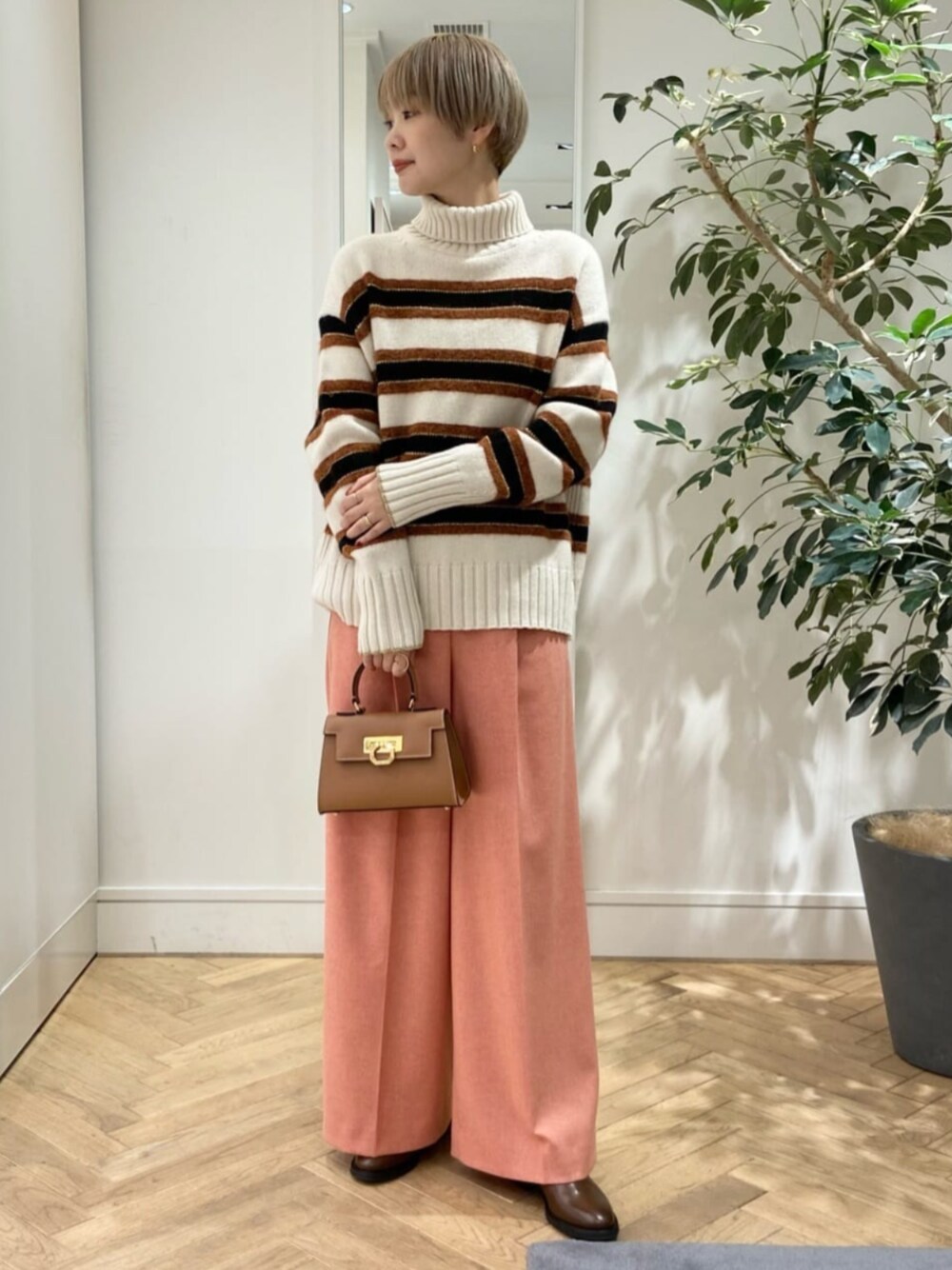 MACPHEE（マカフィー）の「ラムカシミヤボーダー タートルネックプル