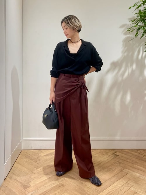 ポリエステルウールストレッチ タックワイドパンツ（スラックス