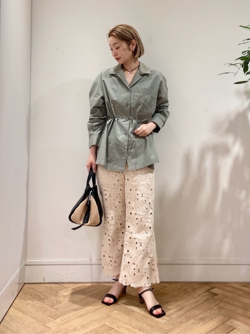MACPHEE（マカフィー） パンツ サークルフラワークロシェ セミフレア