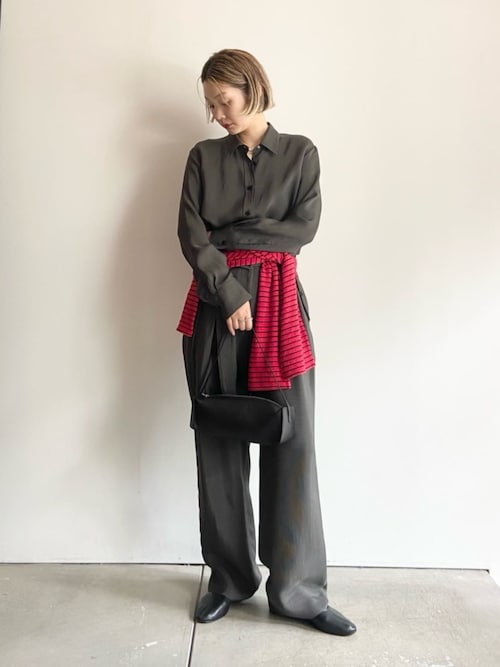 BACCA（バッカ） tシャツ リネンボーダー ネックドレープTシャツ