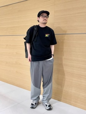 「NEW BALANCE（ニューバランス）のNコラージュTシャツ（Tシャツ/カットソー、ホワイト系）」を使った、New Balanceさん（レディース・153cm）の春コーディネート
