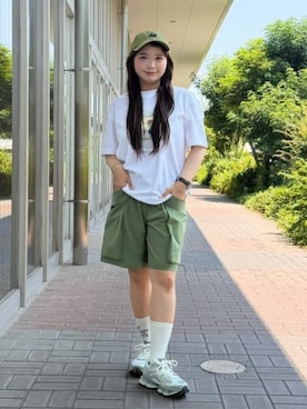 「NEW BALANCE（ニューバランス）のActive グラフィック クルー ソックス 3P（ソックス/靴下、その他）」を使った、New Balanceさん（レディース・162cm）の夏コーディネート