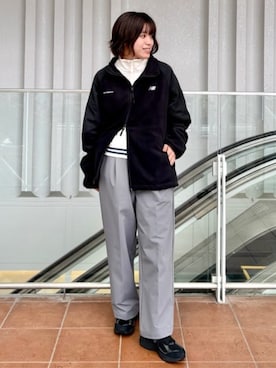 「アイテム（ブルゾン、ベージュ系）」を使った、New Balanceさん（レディース・160cm）の冬コーディネート