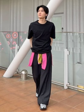 「NEW BALANCE（ニューバランス）のNB GREY ポケットTシャツ（Tシャツ/カットソー、ブラック系）」を使った、New Balanceさん（レディース・150cm）の夏コーディネート