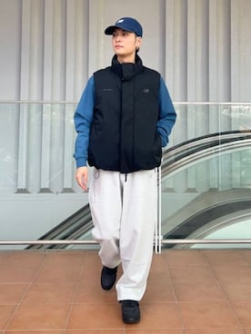 「アイテム（ダウンベスト）」を使った、New Balanceさん（メンズ・164cm）の冬コーディネート