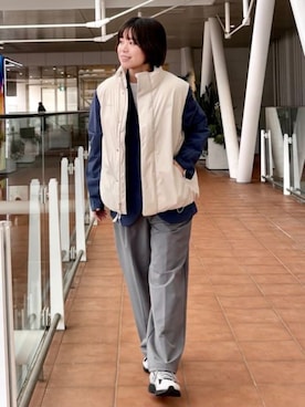 「アイテム（ダウンベスト）」を使った、New Balanceさん（レディース・160cm）の冬コーディネート