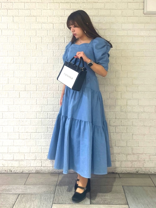 WAIST SHAPE DENIM OP/ウエストシェイプデニムワンピース[品番