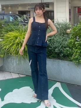 「アイテム（バレッタ/ヘアクリップ、シルバー系）」を使った、sayakaさん（レディース・154cm）の夏コーディネート