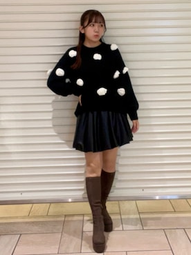 「アイテム（バレッタ/ヘアクリップ、シルバー系）」を使った、sayakaさん（レディース・154cm）の秋コーディネート