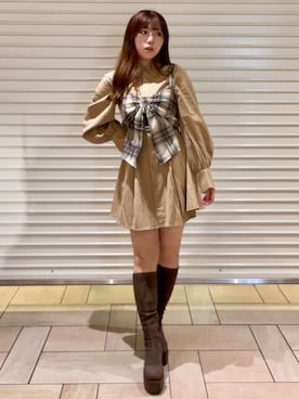 「アイテム（シャツワンピース）」を使った、sayakaさん（レディース・154cm）の秋コーディネート