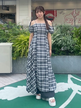 「アイテム（バレッタ/ヘアクリップ、シルバー系）」を使った、sayakaさん（レディース・154cm）の夏コーディネート