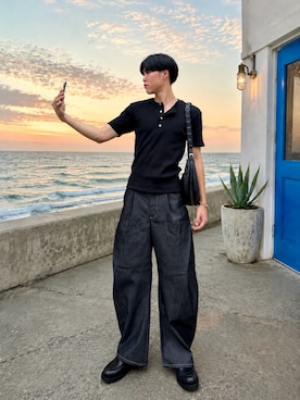 「アイテム（イヤーカフ）」を使った、Ousukeさん（メンズ・177cm）の秋コーディネート