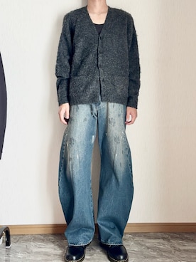 「SINSS（シンス）のBaggy silhouette curve denim / バギーシルエットカーブデニム（デニムパンツ）」を使った、桜さん（メンズ・177cm）の秋コーディネート