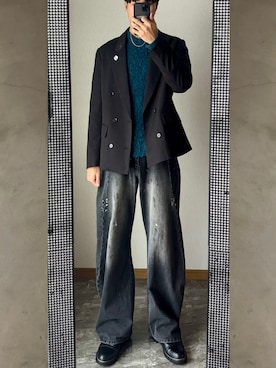 「アイテム（ブローチ/コサージュ）」を使った、桜さん（メンズ・177cm）の冬コーディネート