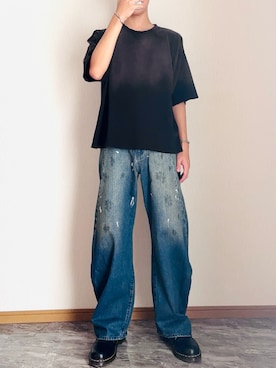 「SINSS（シンス）のBaggy silhouette curve denim / バギーシルエットカーブデニム（デニムパンツ）」を使った、桜さん（メンズ・177cm・10代）の夏コーディネート