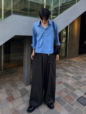 「SELLE GLANT（セレグランテ）のASSORT BASIC REGULAR SHIRT/アソートベーシックレギュラーシャツ（シャツ/ブラウス、ブルー系）」を使った、Ousukeさん（メンズ・177cm）の秋コーディネート