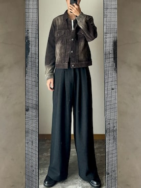 「革靴」｜「アイテム（その他アウター）」を使った、桜さん（メンズ・177cm）の冬コーディネート