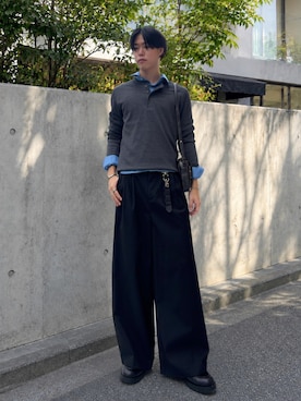 「SELLE GLANT（セレグランテ）のASSORT BASIC REGULAR SHIRT/アソートベーシックレギュラーシャツ（シャツ/ブラウス、ブルー系）」を使った、Ousukeさん（メンズ・177cm）の秋コーディネート