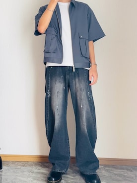 「アイテム（イヤーカフ）」を使った、桜さん（メンズ・177cm）の秋コーディネート