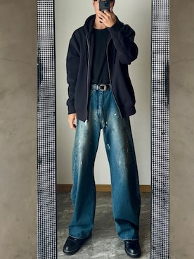 「アイテム（イヤーカフ）」を使った、桜さん（メンズ・177cm）の冬コーディネート