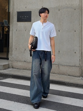 「SINSS（シンス）のアイテム（ショルダーバッグ）」を使った、Ousukeさん（メンズ・177cm）の秋コーディネート