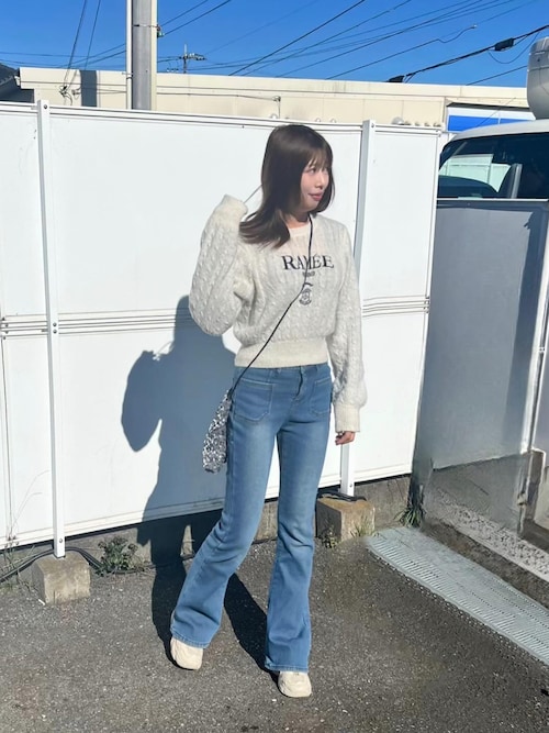 裏起毛あり】レディース 美シルエットフレアハイウエストデニムパンツ