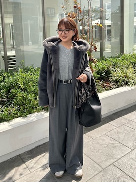 「アイテム（ムートンコート）」を使った、ririkaさん（レディース・157cm）の秋コーディネート