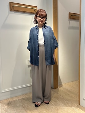 「デニムシャツ」｜ririkaさん（レディース・157cm）の夏コーディネート