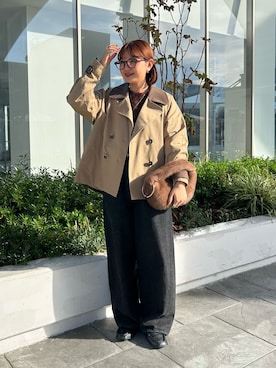 「アイテム（トレンチコート）」を使った、ririkaさん（レディース・157cm）の秋コーディネート