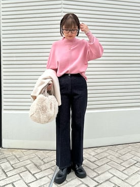 「ピンクニット」｜ririkaさん（レディース・157cm）の秋コーディネート