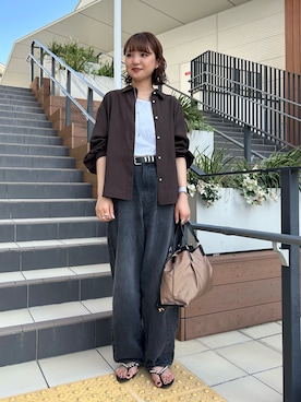 「ブラウン×ブラック」｜ririkaさん（レディース・157cm）の夏コーディネート