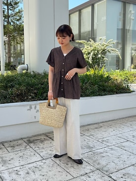 「MICO COULIER（ミコクリエ）のアイテム（パンツ）」を使った、ririkaさん（レディース・157cm）の春コーディネート