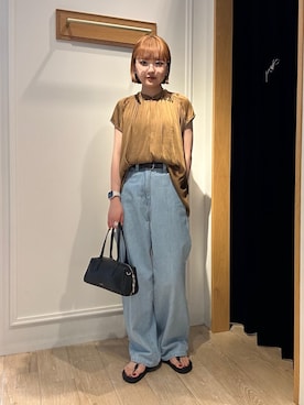 「NOLLEY'S LIGHT（ノーリーズライト）のアイテム（パンツ）」を使った、ririkaさん（レディース・157cm）の春コーディネート