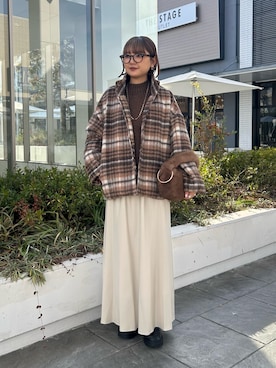 「チェック柄」｜ririkaさん（レディース・157cm）の冬コーディネート