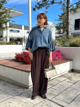 「ブラウンパンツ」｜ririkaさん（レディース・157cm）の夏コーディネート