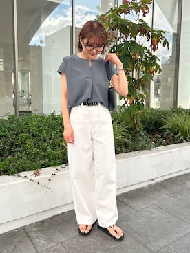 「NOLLEY'S LIGHT（ノーリーズライト）のアイテム（パンツ）」を使った、ririkaさん（レディース・157cm）の夏コーディネート