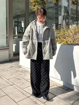 「ドットパンツ」｜ririkaさん（レディース・157cm）の冬コーディネート