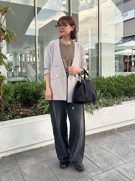 「アイテム（ノーカラージャケット）」を使った、ririkaさん（レディース・157cm・20代）の秋コーディネート
