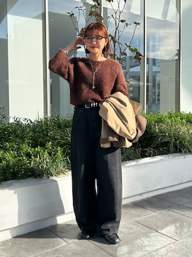 「ブラウン×ブラック」｜ririkaさん（レディース・157cm）の秋コーディネート