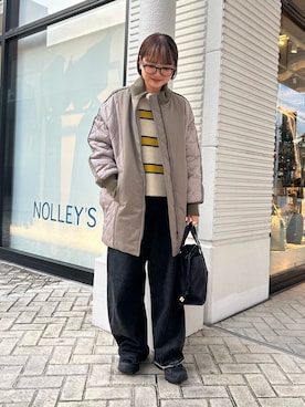 「アイテム（ダッフルコート）」を使った、ririkaさん（レディース・157cm）の冬コーディネート