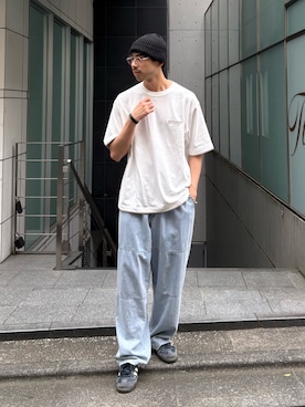 「CIAOPANIC TYPY（チャオパニックティピー）の【UNISEX】配色フェイクレイヤードTee（Tシャツ/カットソー、ホワイト系）」を使った、KOGIさん（メンズ・175cm）の夏コーディネート