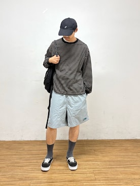 「Franklin Climbing（フランクリンクライミング）の【Franklin climbing】 水陸両用バギーショーツ/ハーフパンツ（その他パンツ、ブルー系）」を使った、KOGIさん（メンズ・175cm）の夏コーディネート
