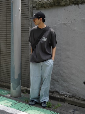 「CIAOPANIC TYPY（チャオパニックティピー）の【ユニセックス】フォトロゴTEE（Tシャツ/カットソー、グレー系）」を使った、KOGIさん（メンズ・175cm）の夏コーディネート