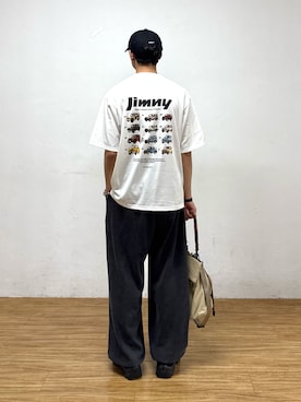 「Franklin Climbing（フランクリンクライミング）の【Franklin Climbing×JIMNY】ジムニーコレクションTee（Tシャツ/カットソー、ホワイト系）」を使った、KOGIさん（メンズ・175cm）の夏コーディネート