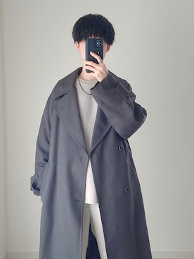 「WYM LIDNM（ウィム バイ リドム）のアイテム（トレンチコート）」を使った、Tsubasaさん（レディース・164cm）の冬コーディネート