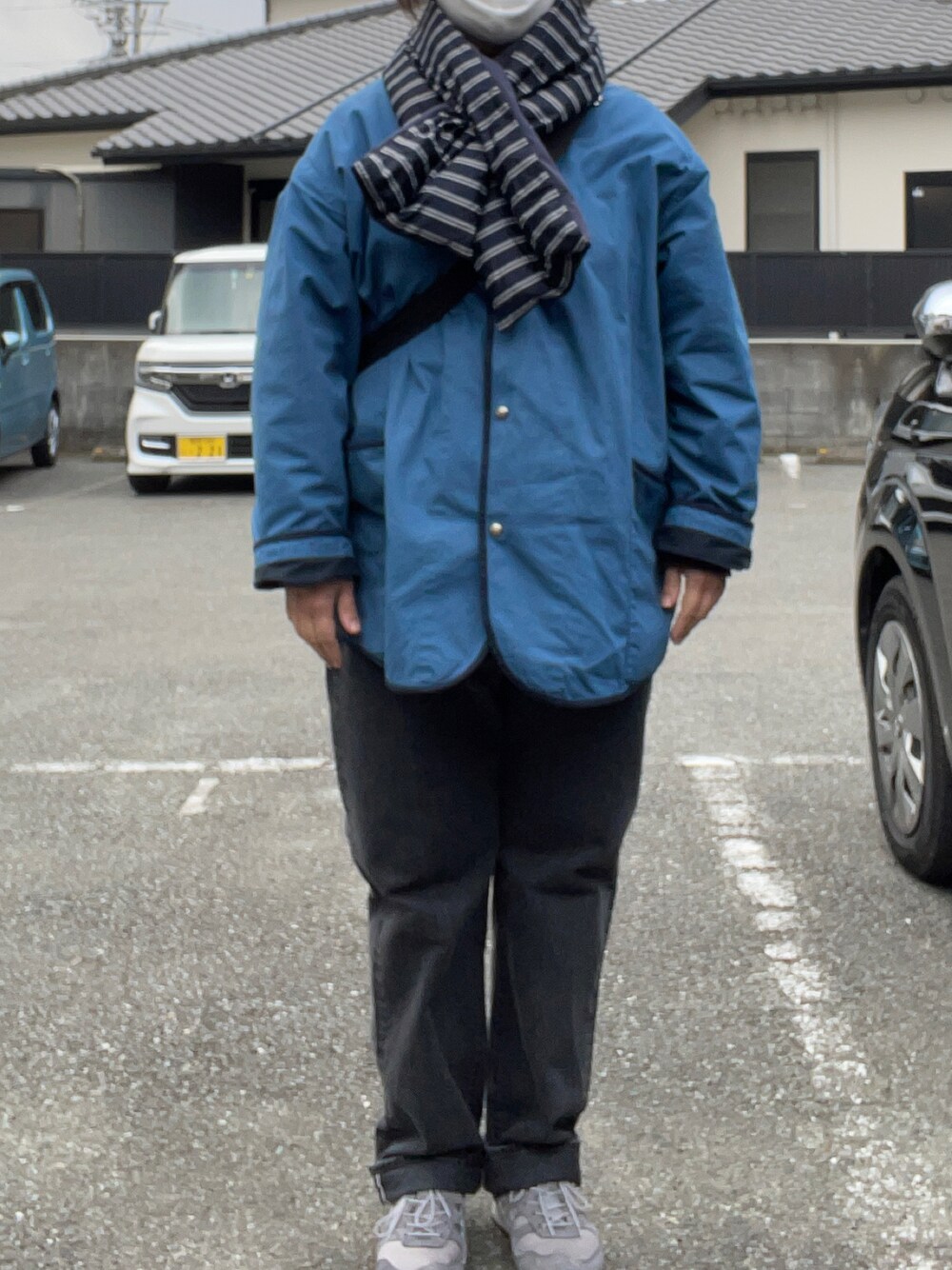 「POTER CLASIC、冬コーデ、カジュアル、CIOTA、nanamica」｜「PORTER CLASSICのアイテム（カバーオール、ブルー系）」を使った、SPADE25さん（レディース・166cm）の春コーディネートの1枚目の写真