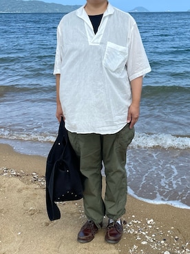 「海」｜「アイテム（モカシン/デッキシューズ）」を使った、SPADE25さん（レディース・167cm）の夏コーディネート