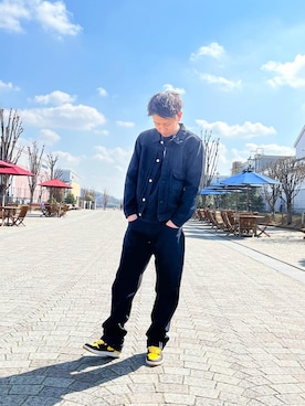 「TCB jeans（ティーシービージーンズ）のアイテム（デニムジャケット）」を使った、kkkkumeさん（メンズ・177cm）の春コーディネート