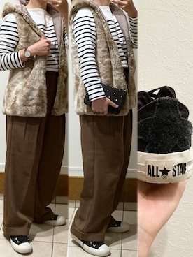 「ファーベスト」｜「アイテム（アナログ腕時計）」を使った、momi.さん（レディース・152cm）の冬コーディネート