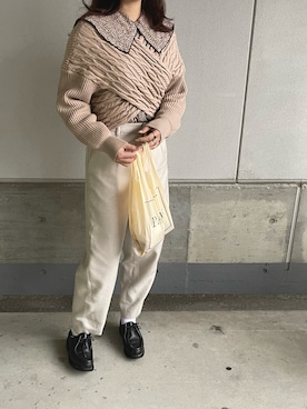 「ブラウンニット」｜「アイテム（パンツ）」を使った、kanotherさん（レディース・164cm）の冬コーディネート